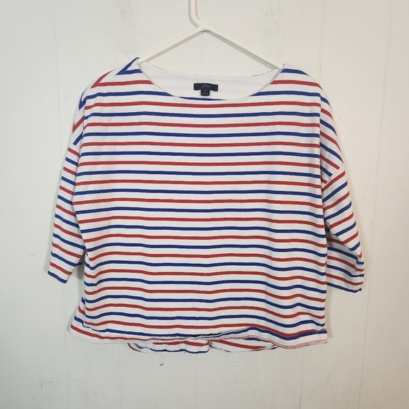 J Crew Red White Blue Oversized Striped Tee Size Small - Picture 2 of 16